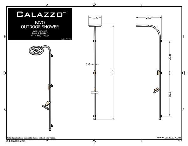 PAVO Wall Mount / Single Supply With Integrated Foot Wash