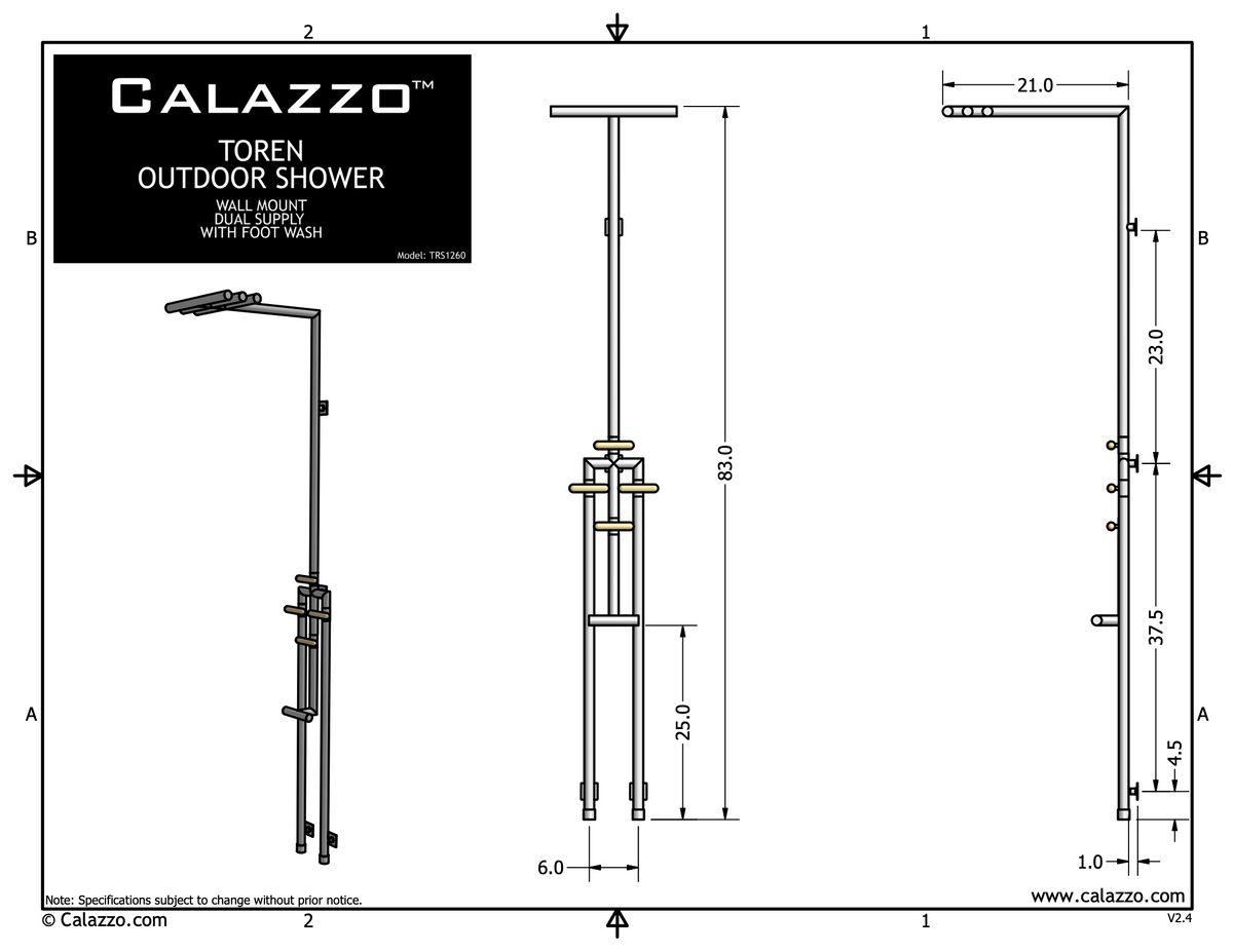 TOREN Wall Mount / Dual Supply With Integrated Foot Wash – Calazzo