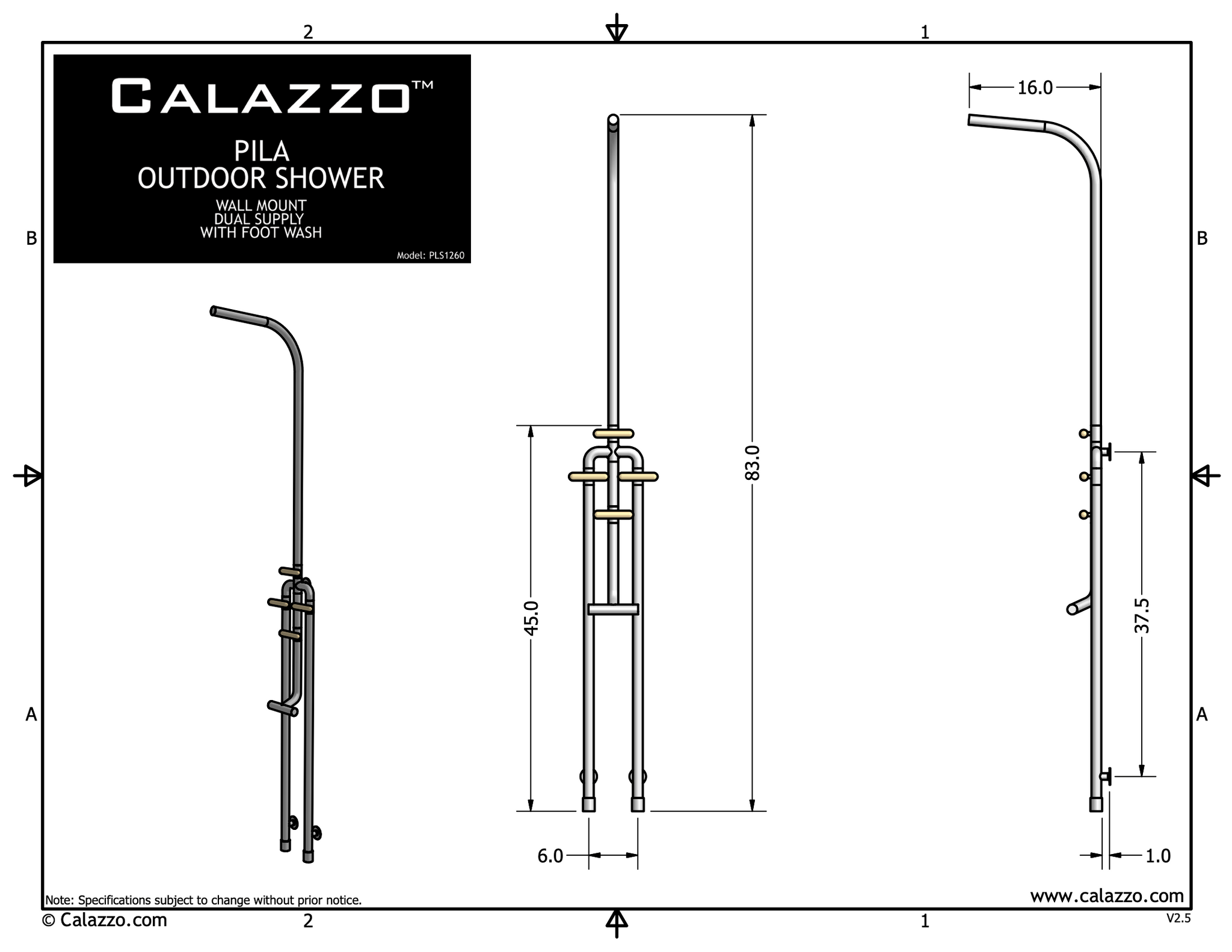 PILA Wall Mount / Dual Supply With Integrated Foot Wash – Calazzo