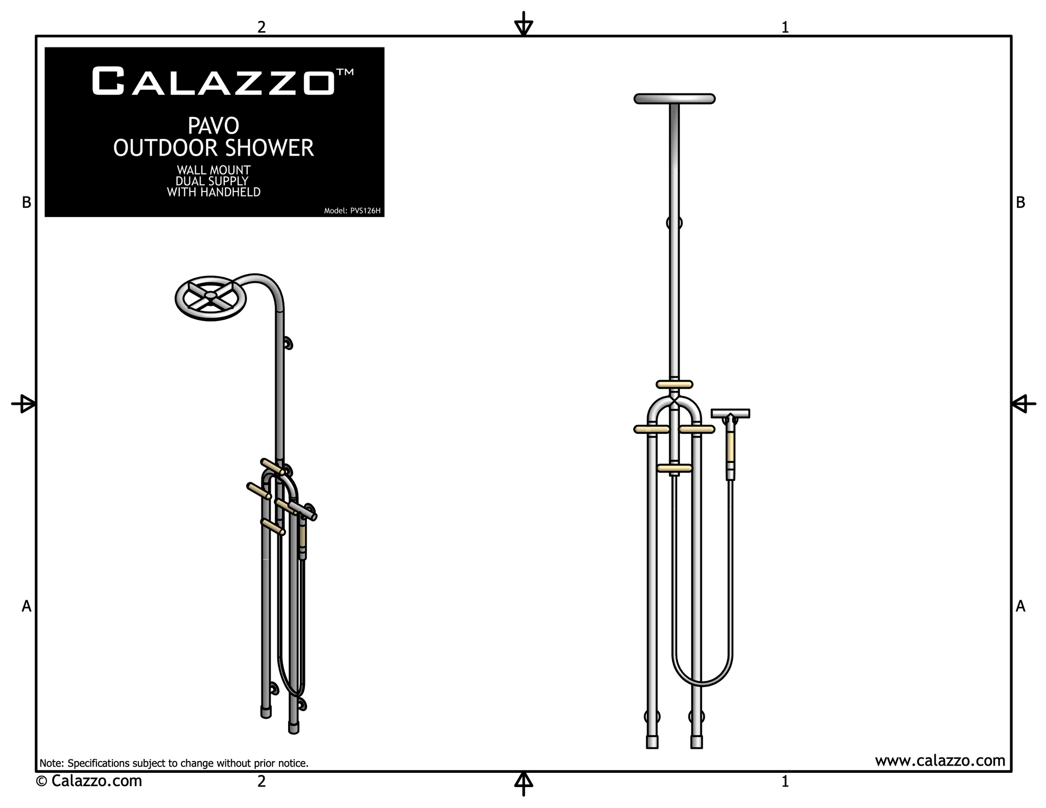 PAVO Wall Mount / Dual Supply With Integrated Handheld – Calazzo PAVO Wall Mount / Dual Supply With Integrated Handheld – Calazzo